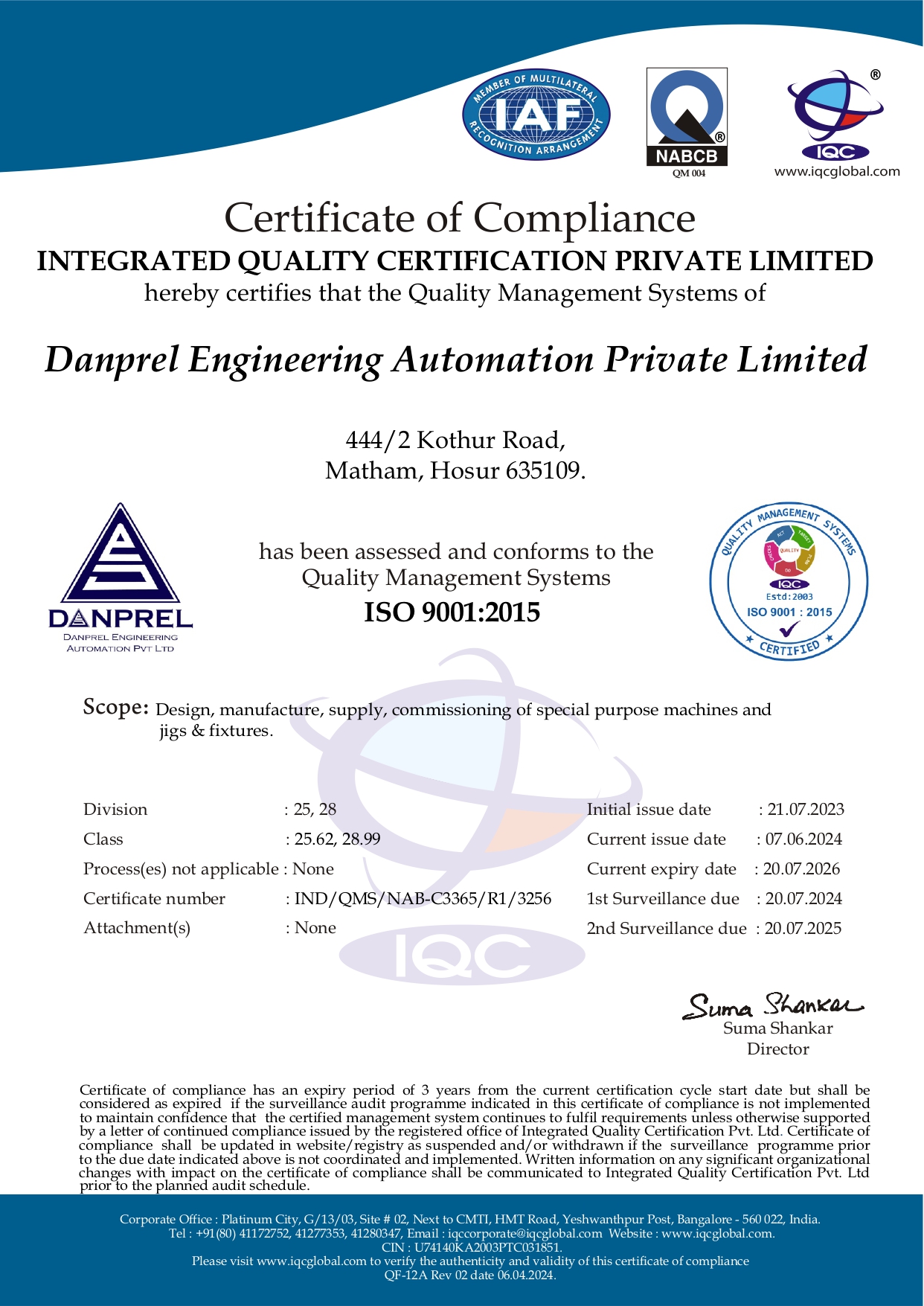 Danprel ISO 9001 certificate